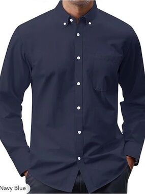 Clique by Cutter & Buck  👍 Stain Resistant Men’s Dark Blue Button-Down Shirt